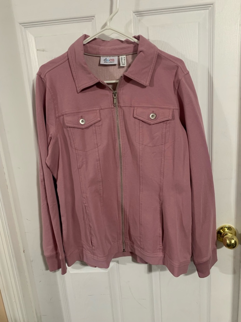 Denim&Co Mauve Zip-Front Jacket